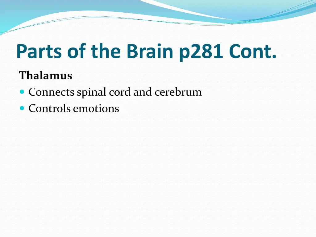 parts of the brain p281 cont