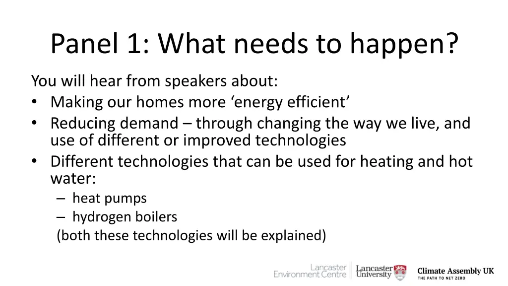 panel 1 what needs to happen