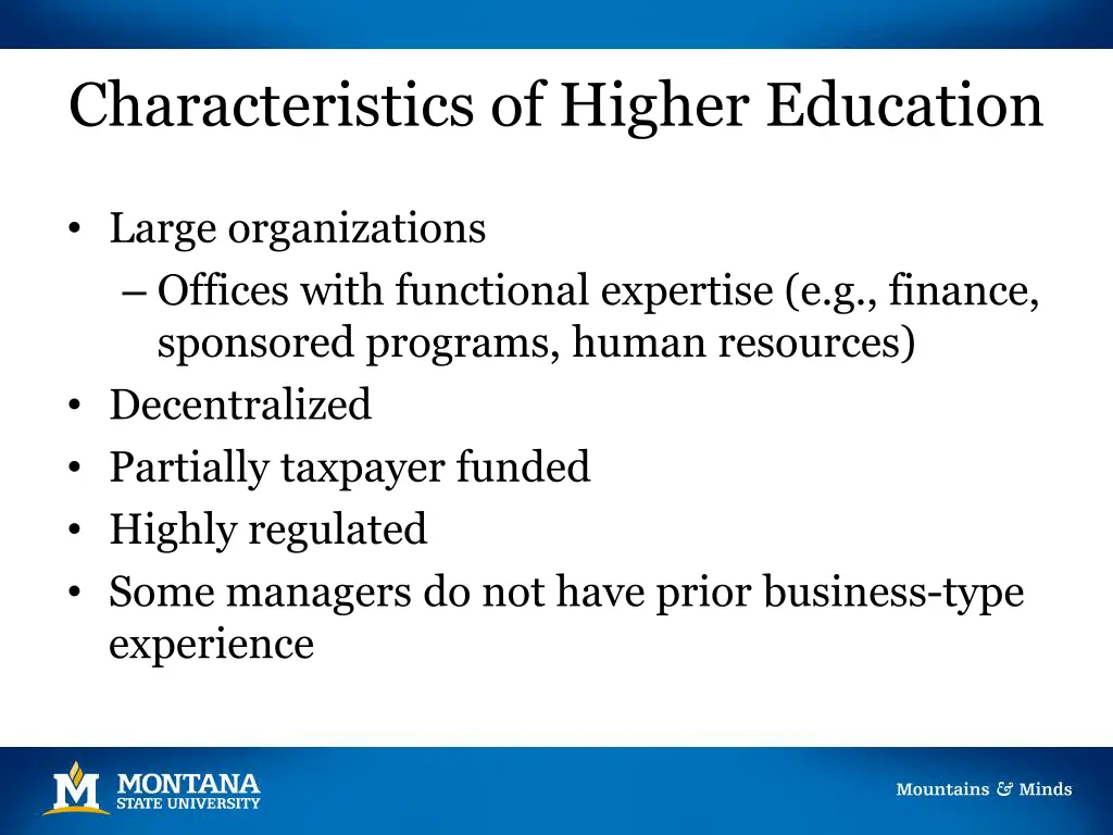 characteristics of higher education