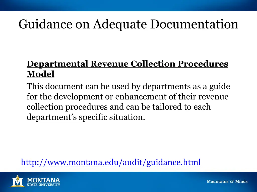 guidance on adequate documentation