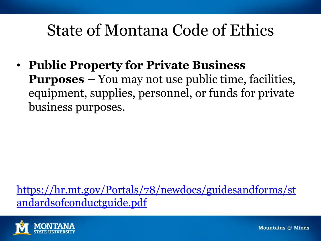 state of montana code of ethics 2