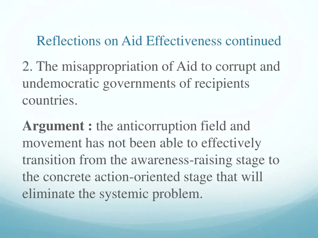 reflections on aid effectiveness continued