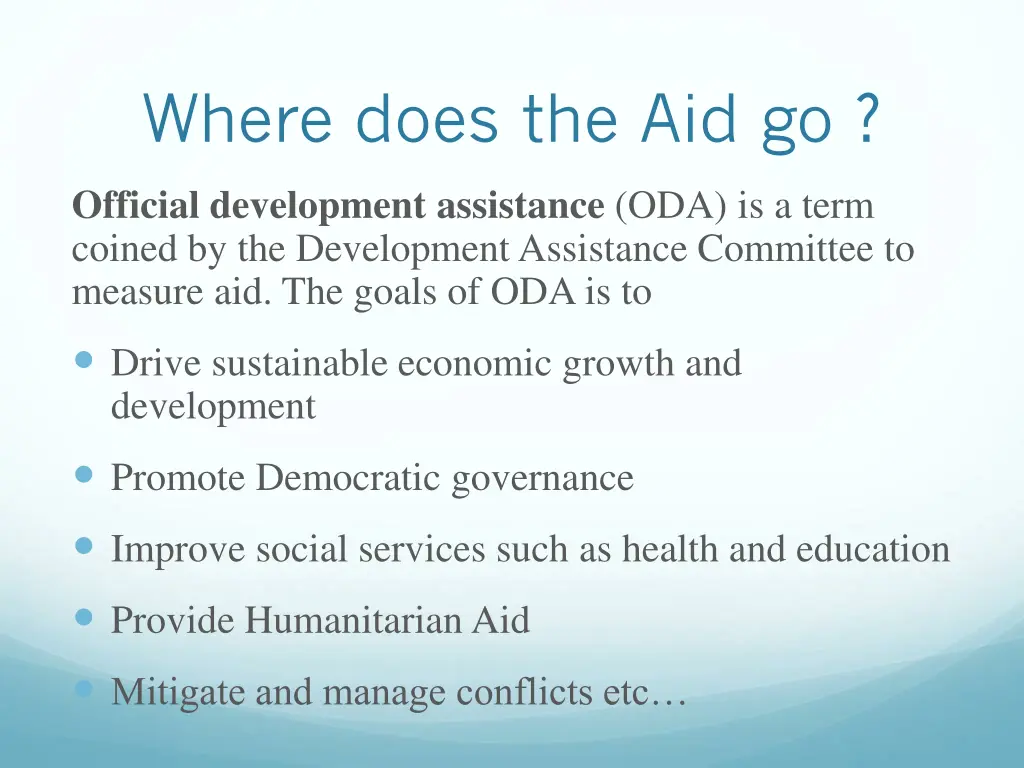 where does the aid go