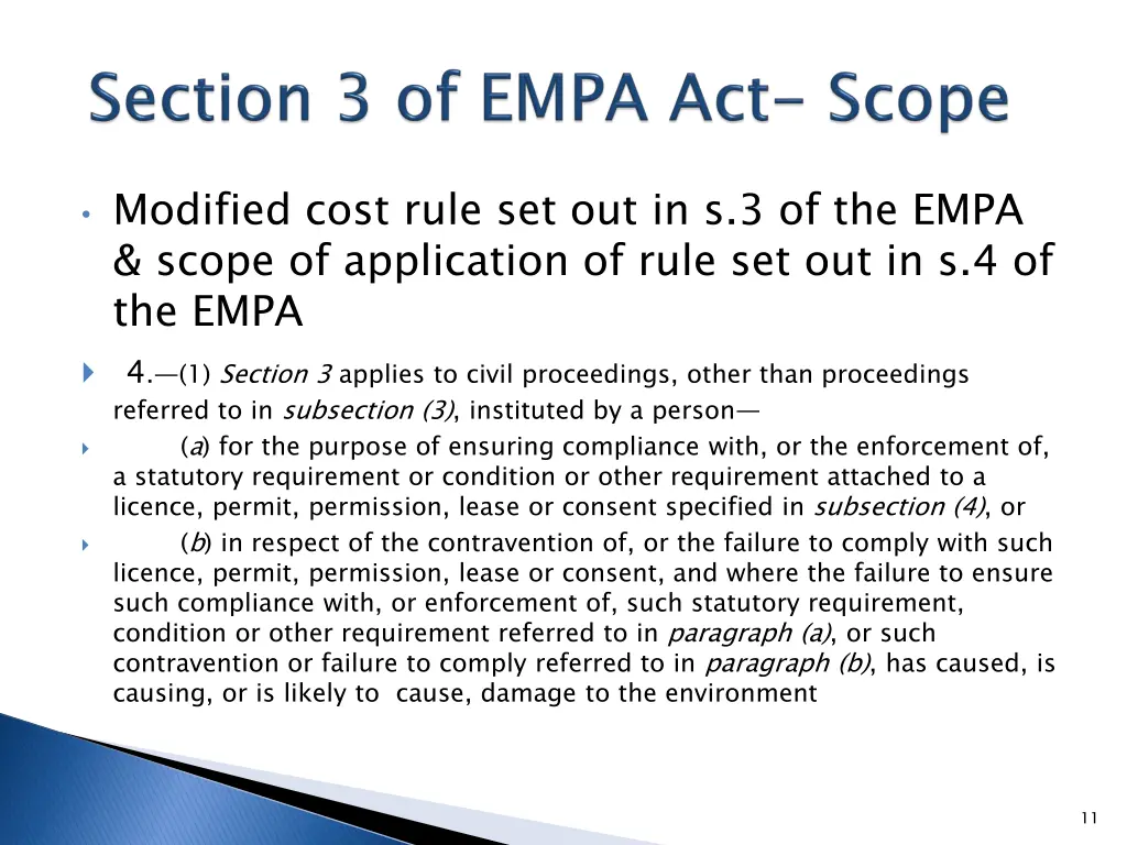 modified cost rule set out in s 3 of the empa