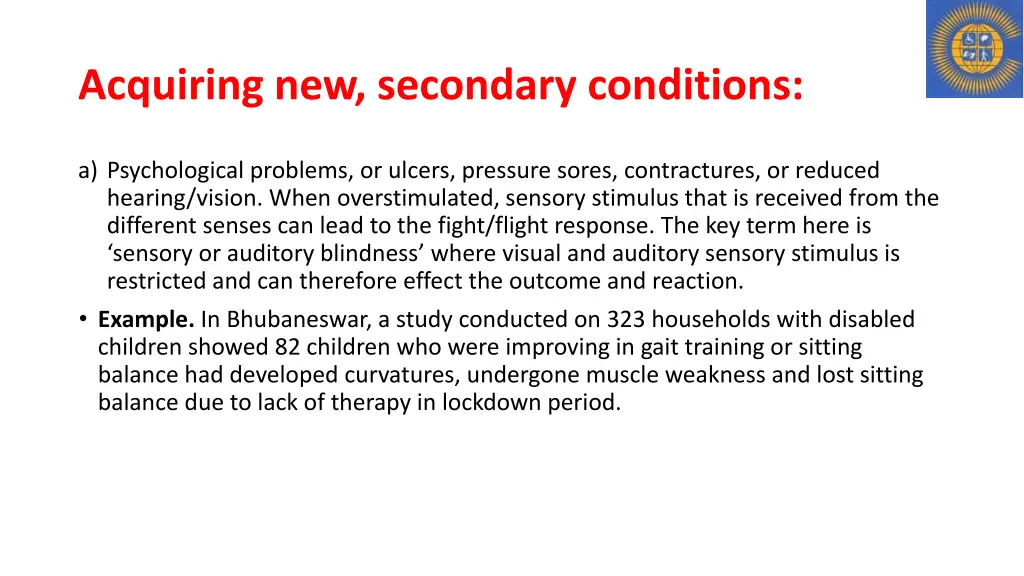 acquiring new secondary conditions
