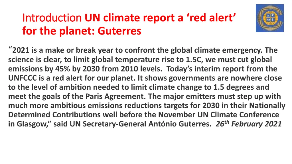 introduction introduction un climate report