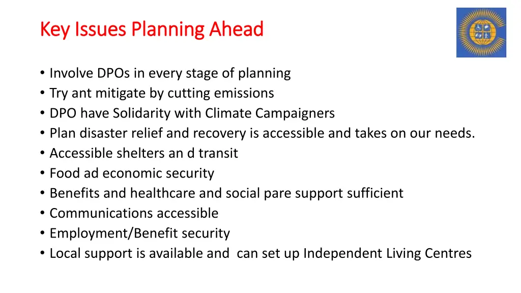 key issues planning ahead key issues planning