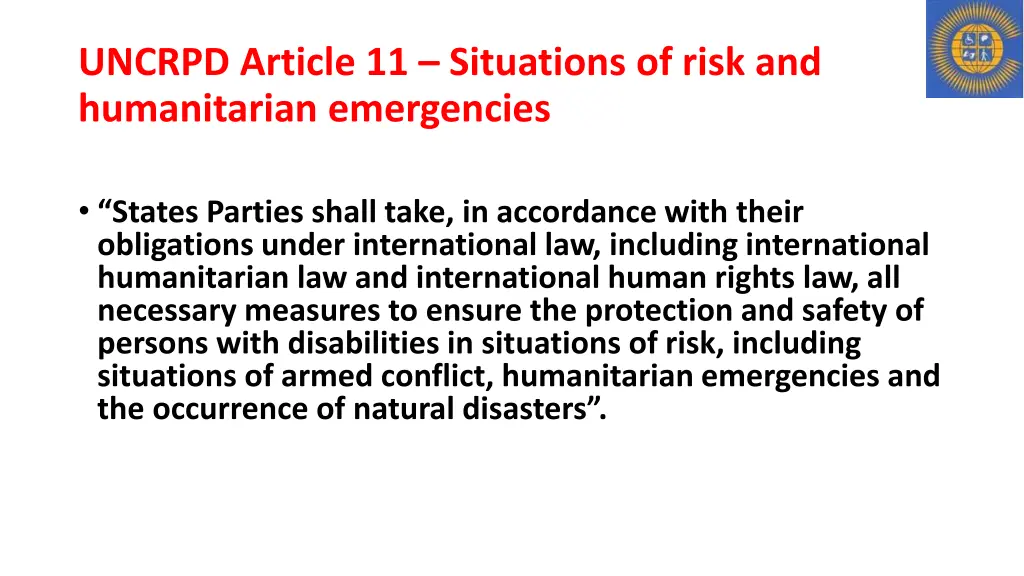 uncrpd article 11 situations of risk