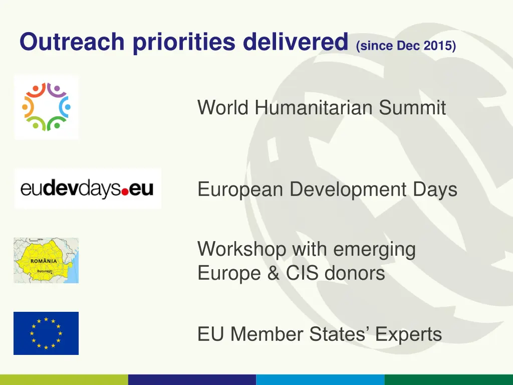 outreach priorities delivered since dec 2015