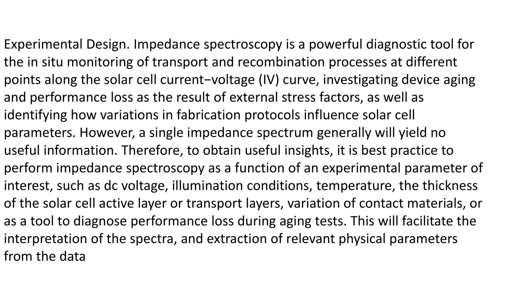 experimental design impedance spectroscopy