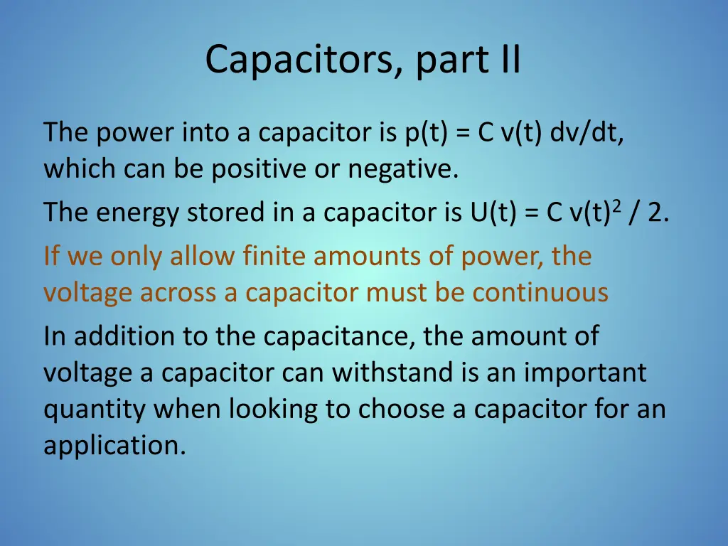 capacitors part ii