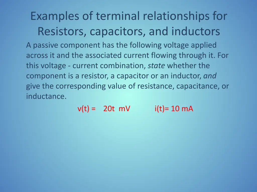 examples of terminal relationships for resistors 2