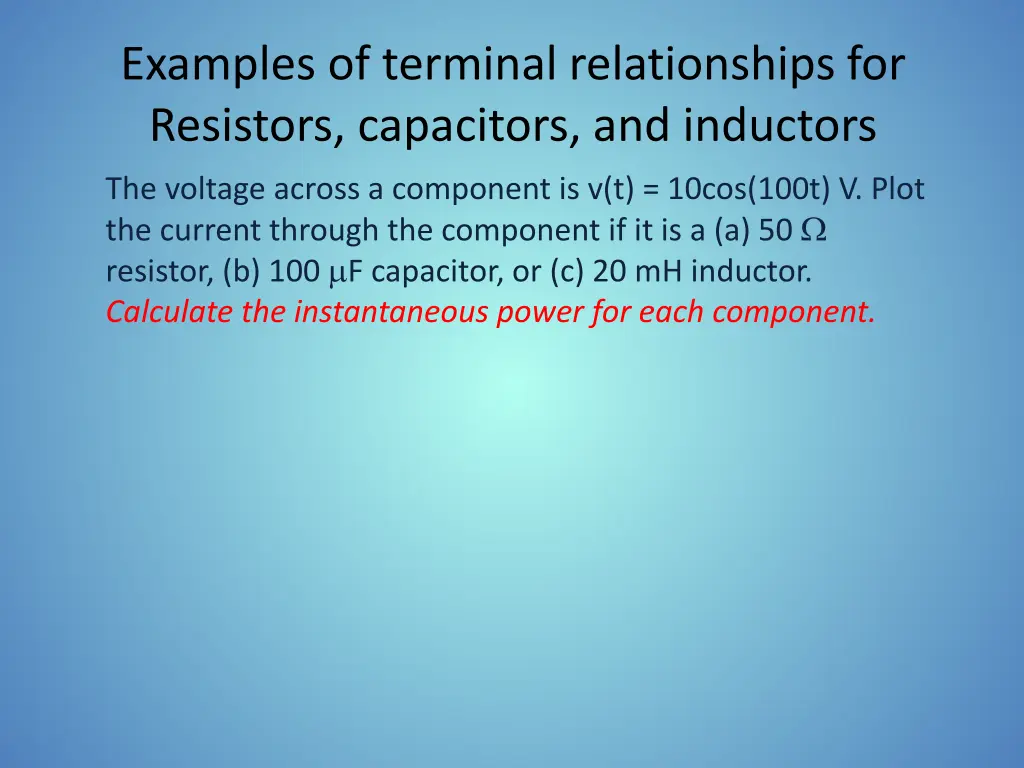 examples of terminal relationships for resistors