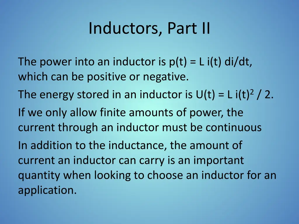inductors part ii