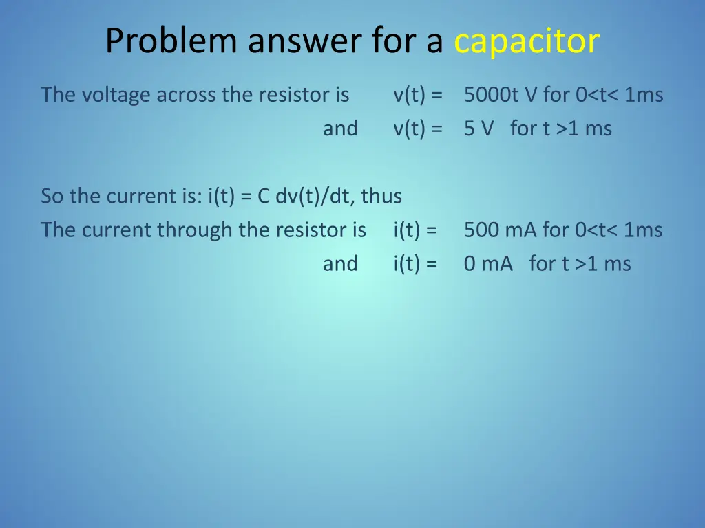 problem answer for a capacitor 1