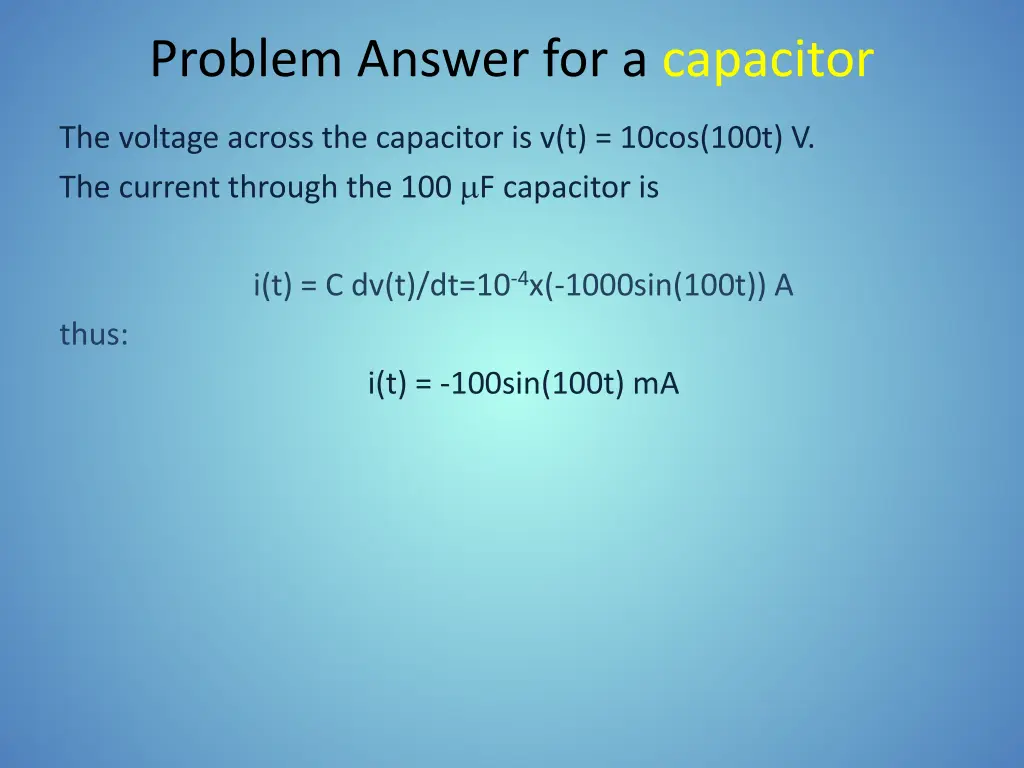 problem answer for a capacitor