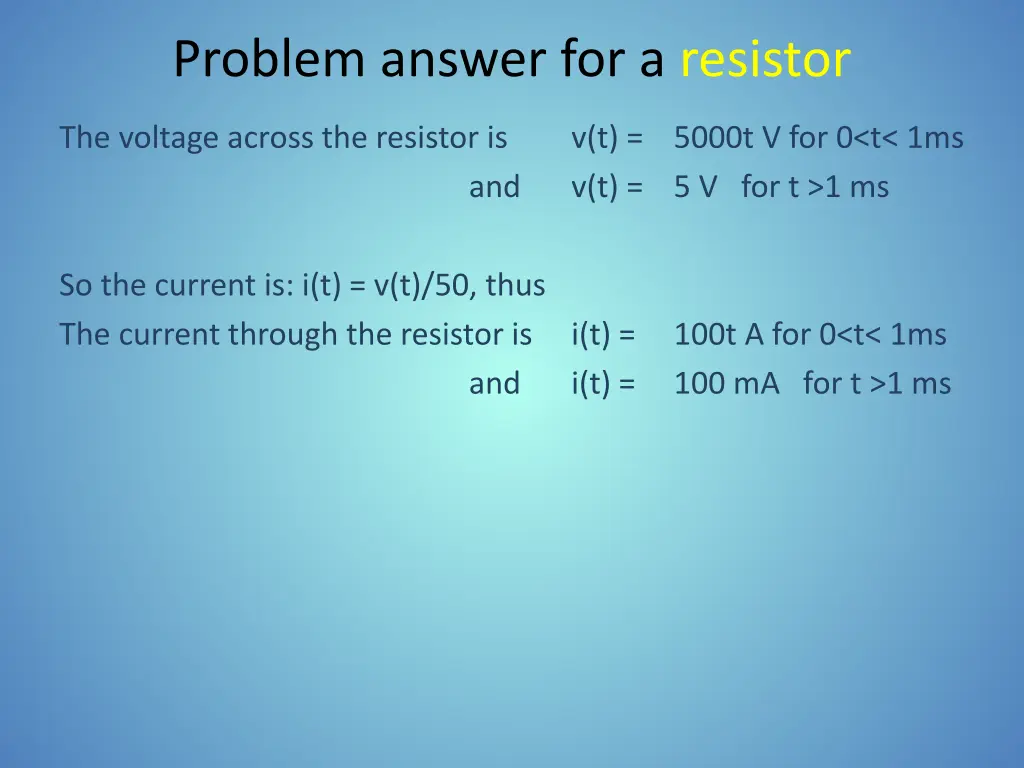problem answer for a resistor 1