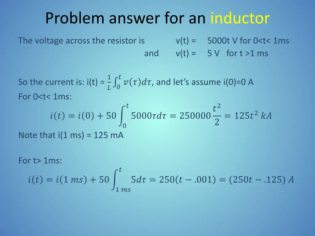 problem answer for an inductor 1