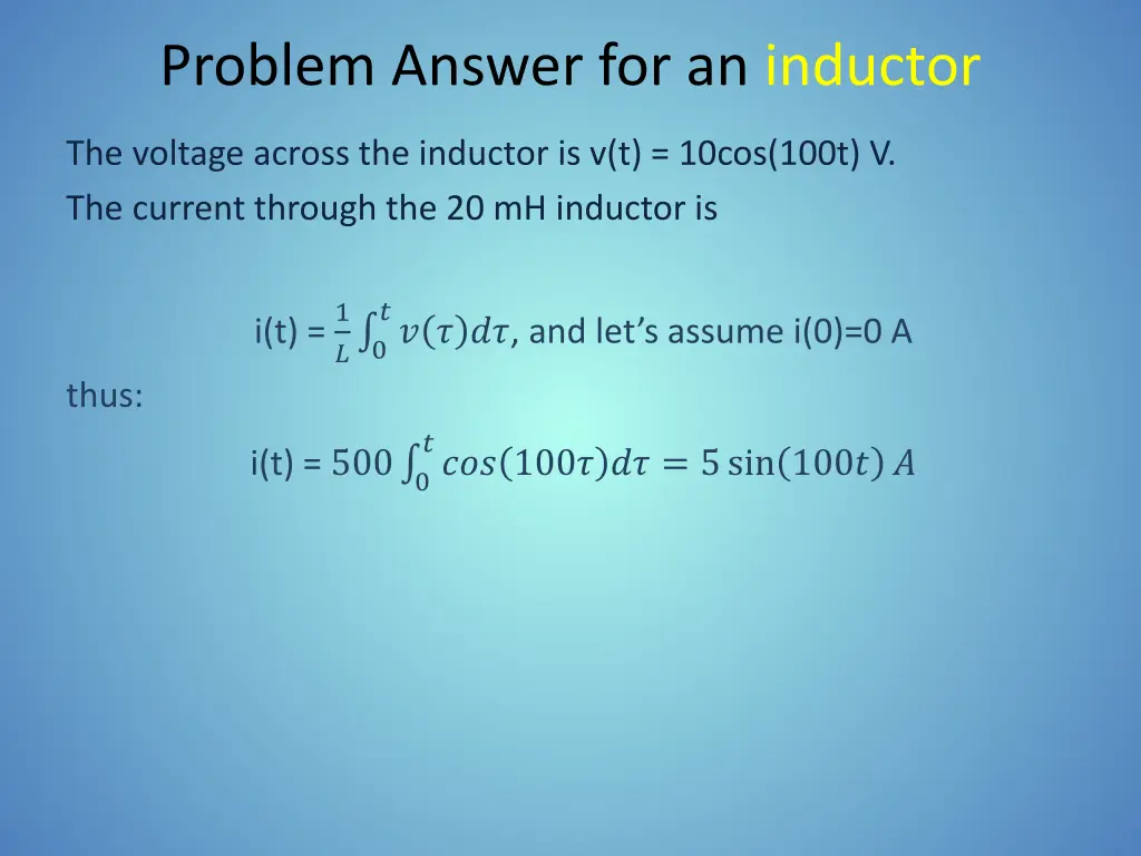 problem answer for an inductor