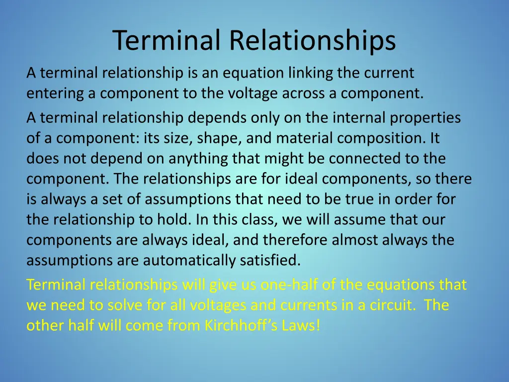terminal relationships a terminal relationship