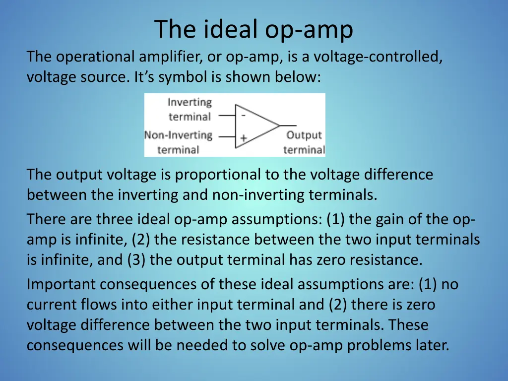the ideal op amp