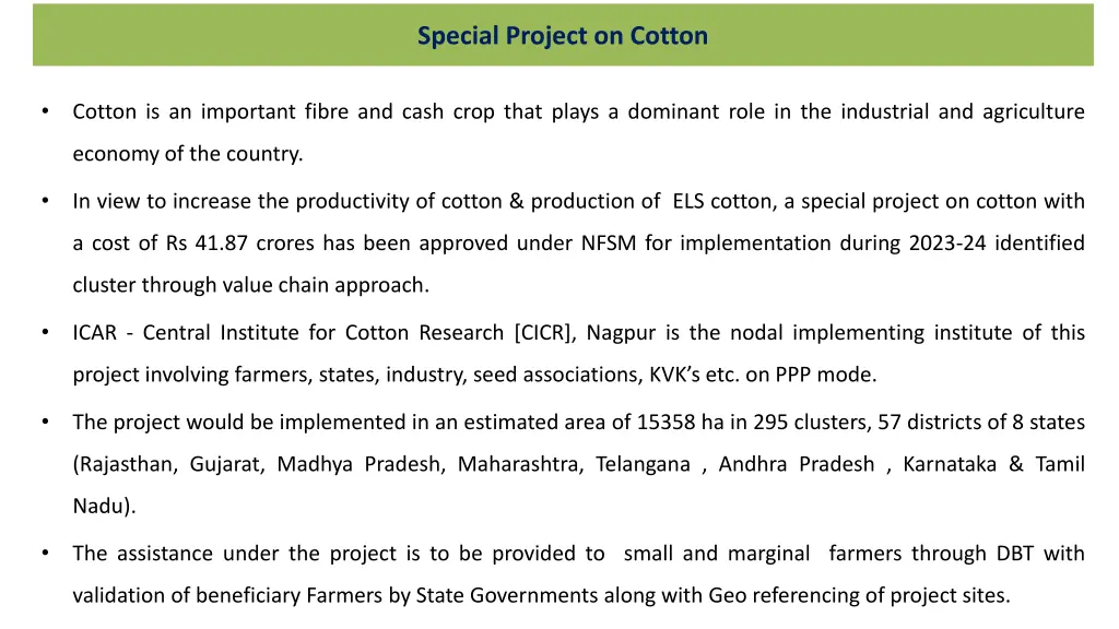 special project on cotton