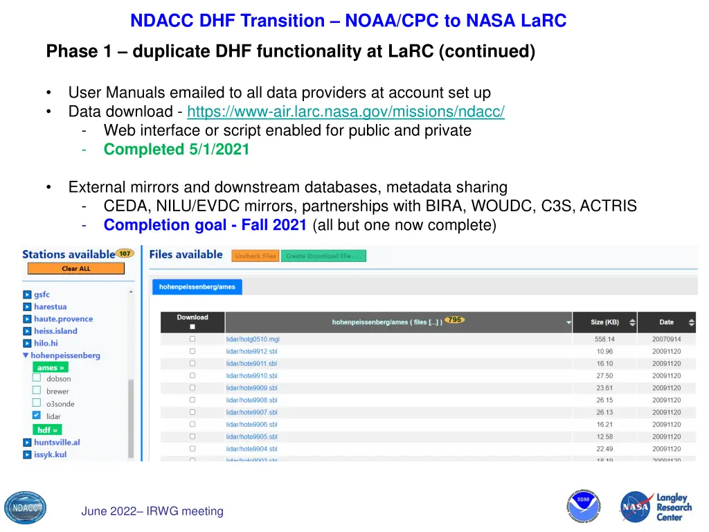 ndacc dhf transition noaa cpc to nasa larc 2