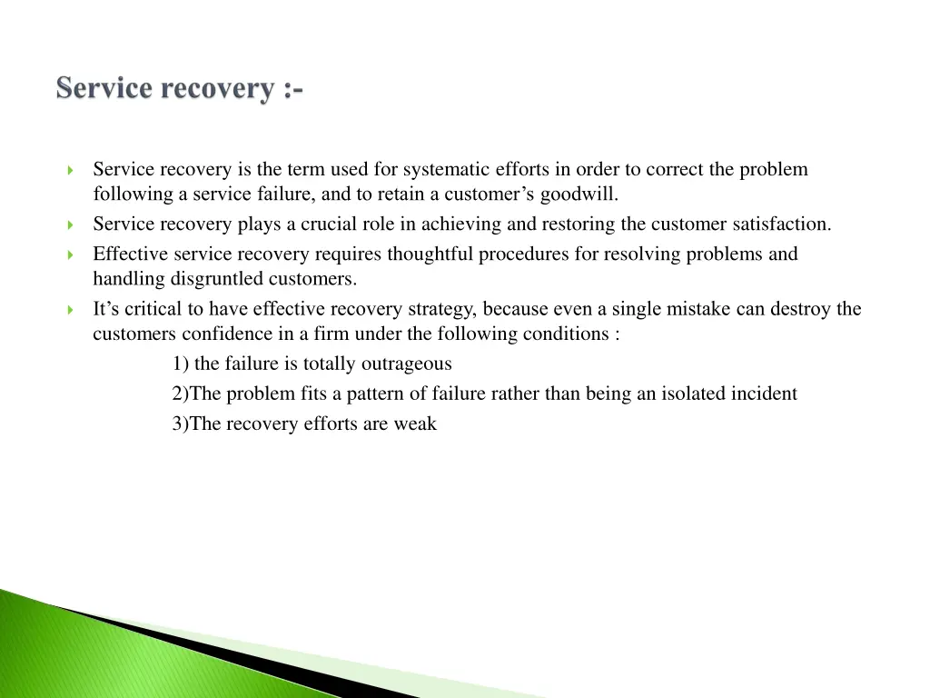 service recovery is the term used for systematic
