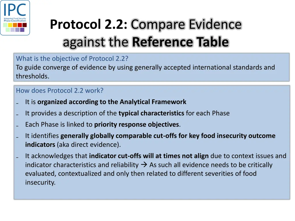 protocol 2 2 compare evidence against