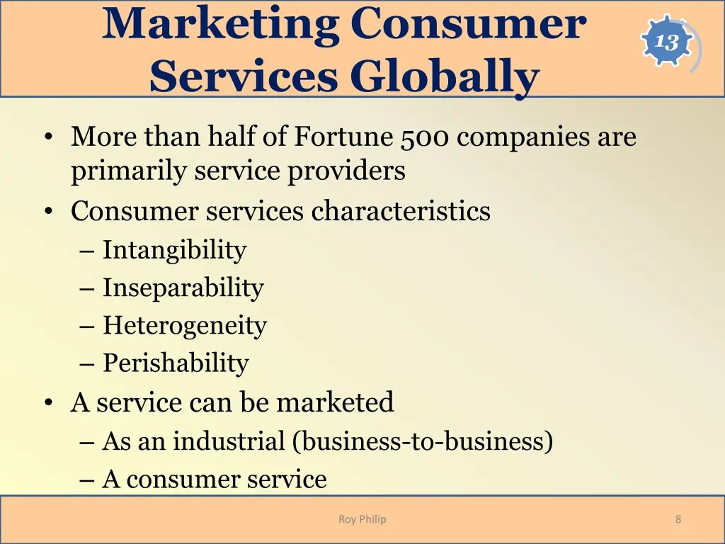 marketing consumer services globally