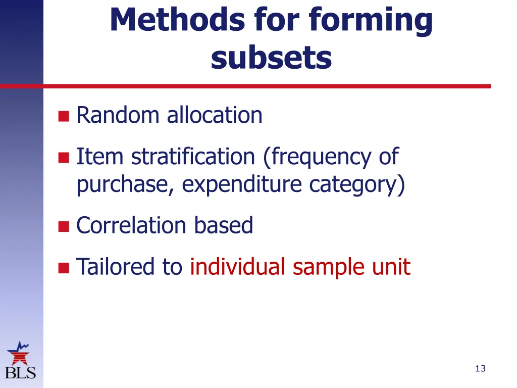 methods for forming subsets