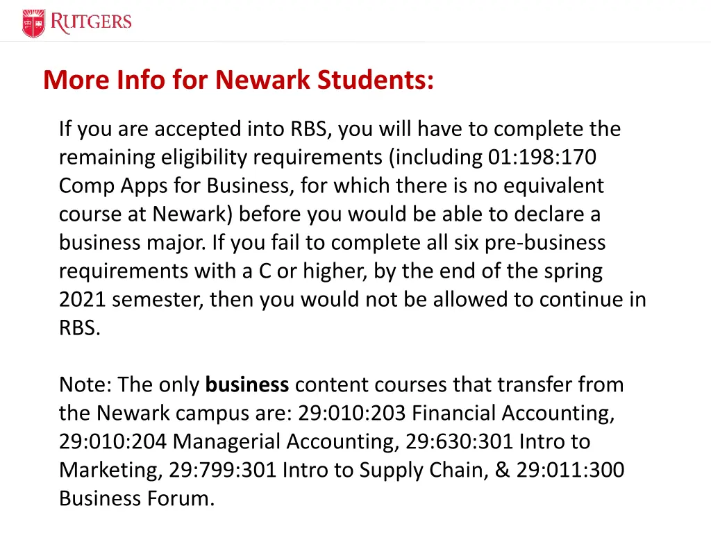 more info for newark students