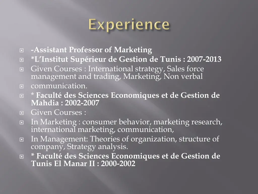 assistant professor of marketing l institut