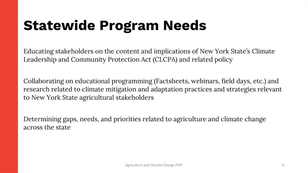 statewide program needs