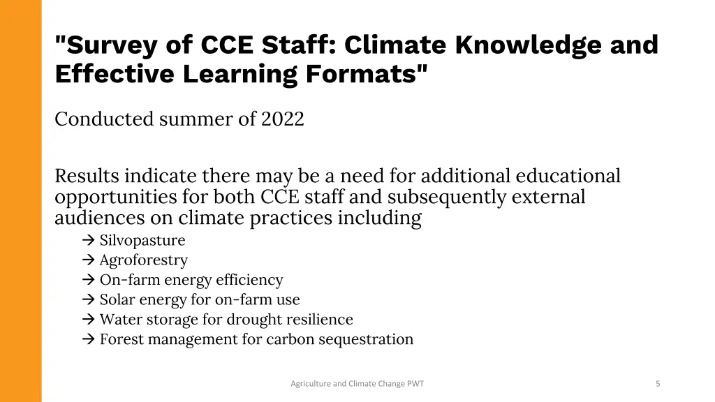 survey of cce staff climate knowledge