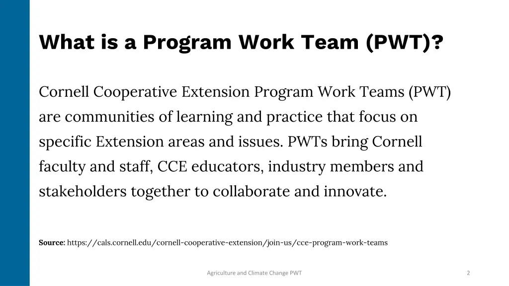 what is a program work team pwt