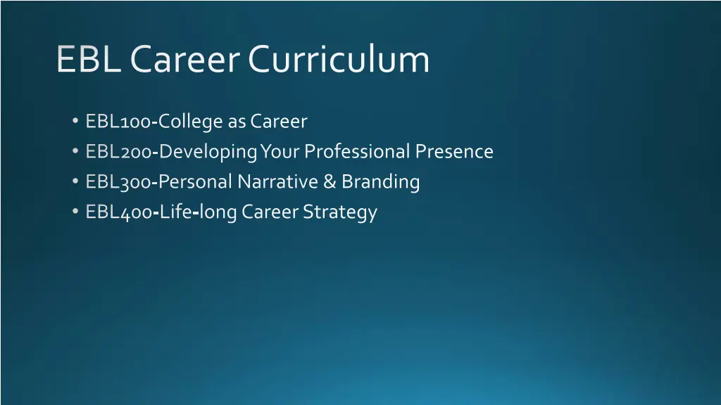 ebl career curriculum