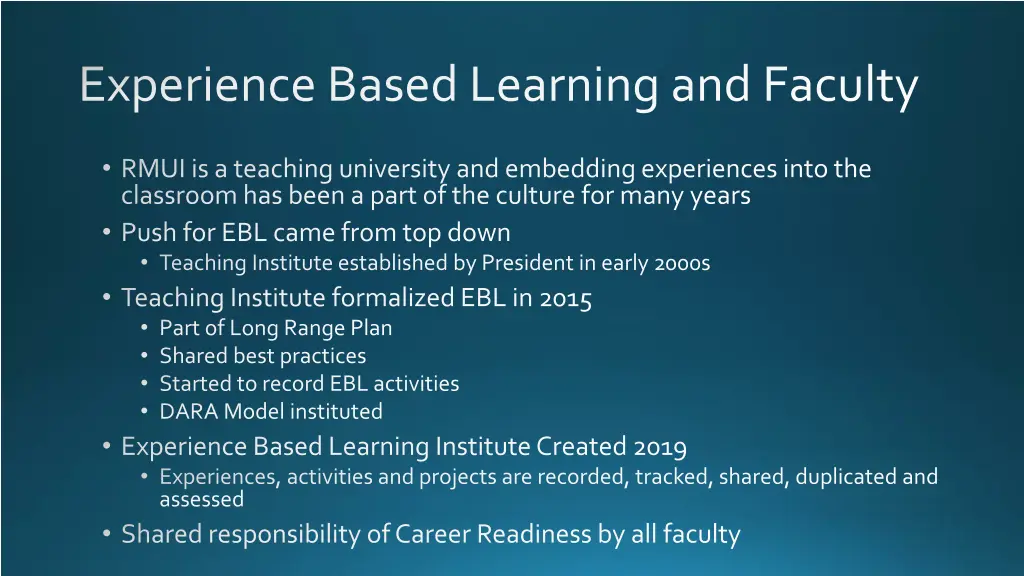experience based learning and faculty