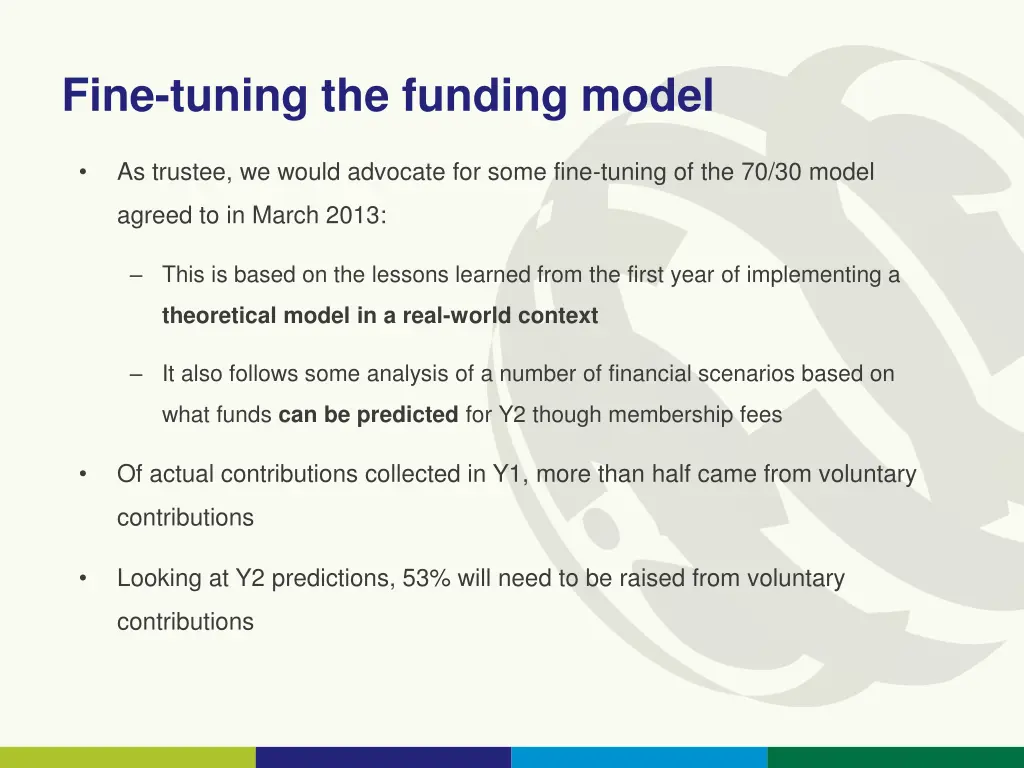 fine tuning the funding model