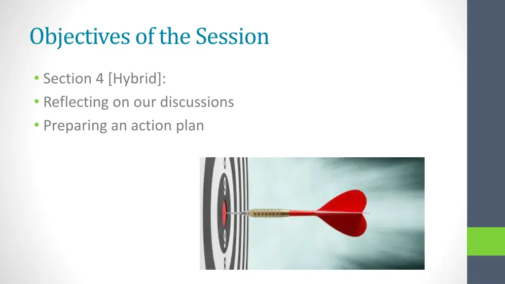 objectives of the session