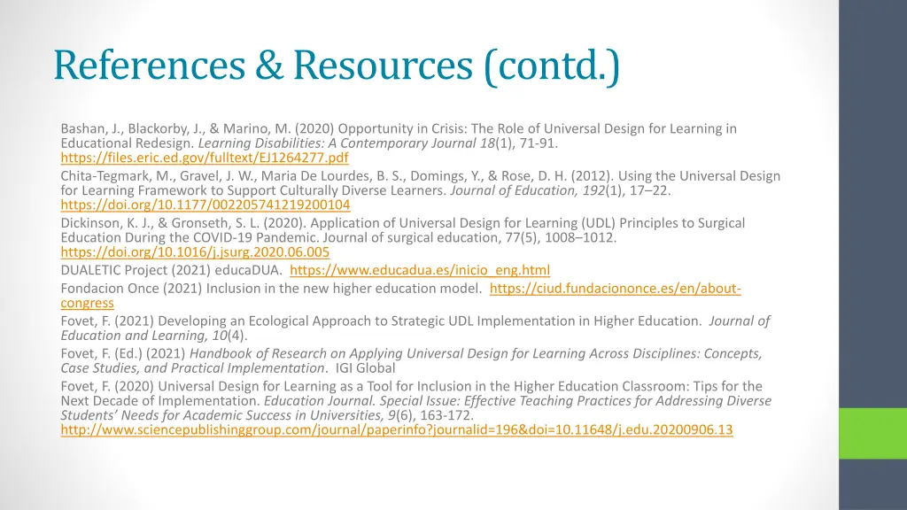 references resources contd