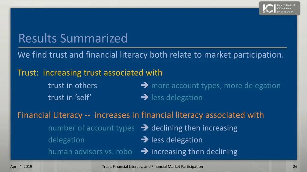 results summarized we find trust and financial