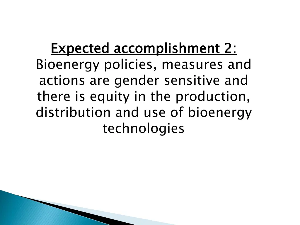 expected accomplishment 2 bioenergy policies