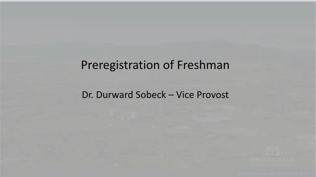 preregistration of freshman