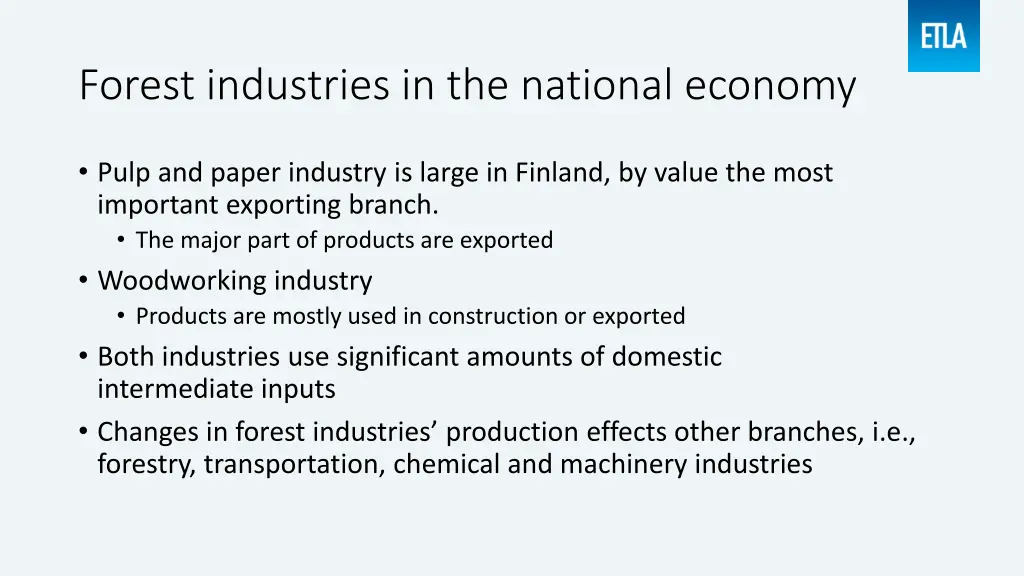 forest industries in the national economy