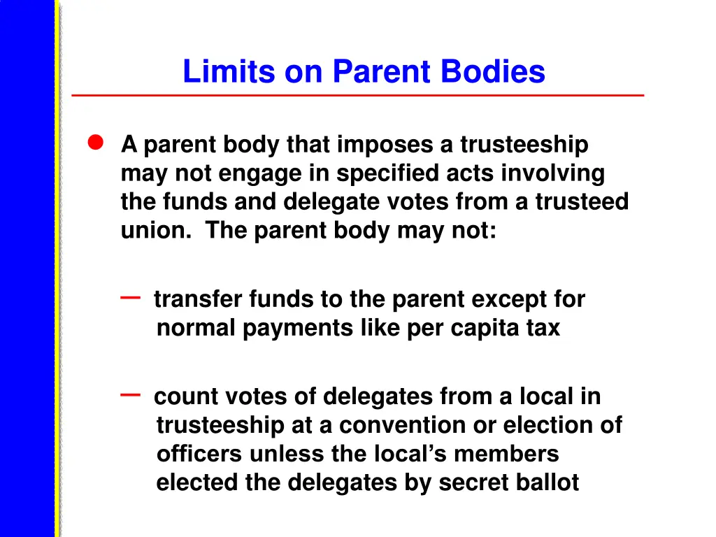 limits on parent bodies