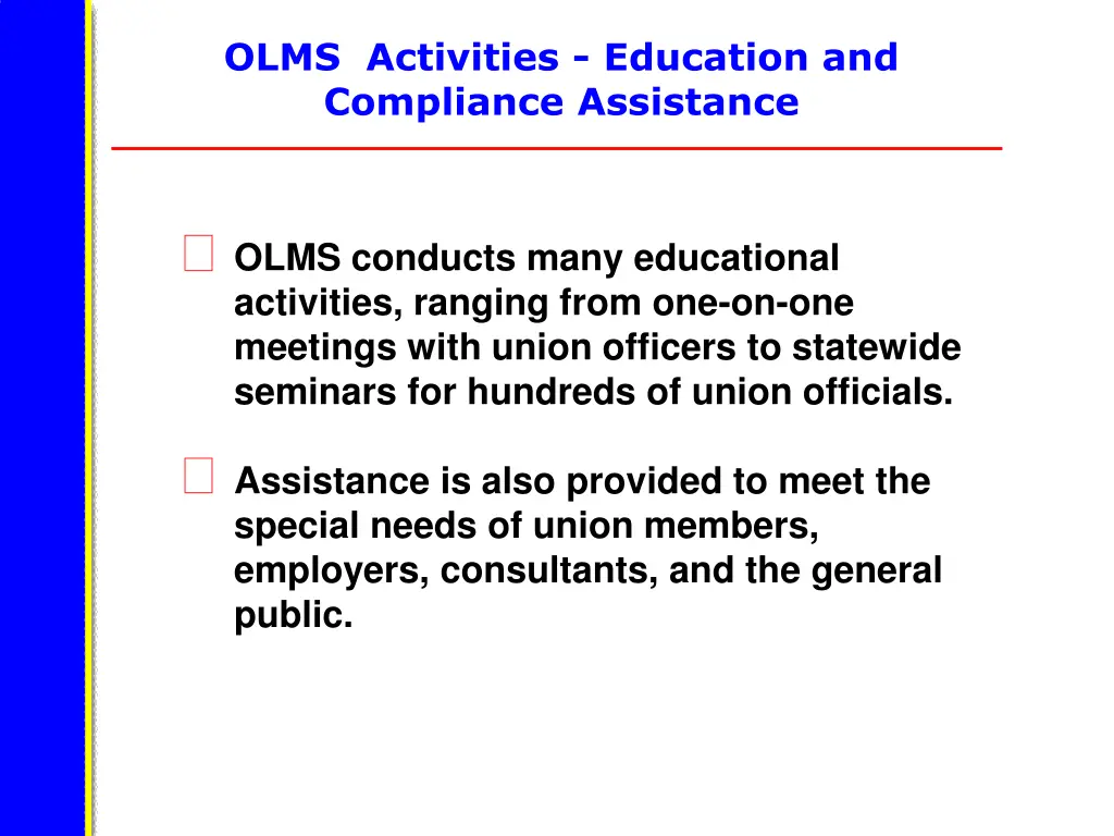 olms activities education and compliance 1