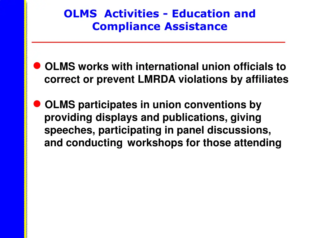 olms activities education and compliance 3