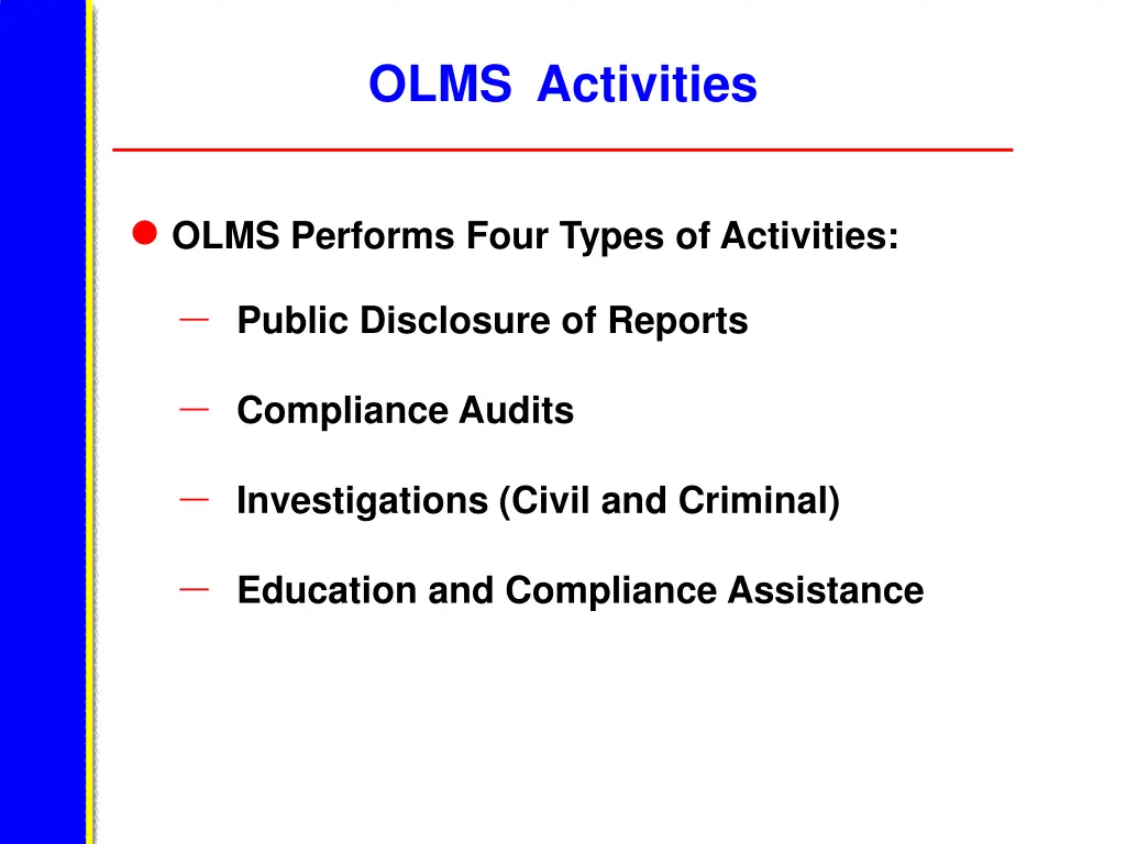 olms activities