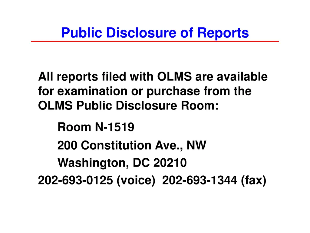 public disclosure of reports 1